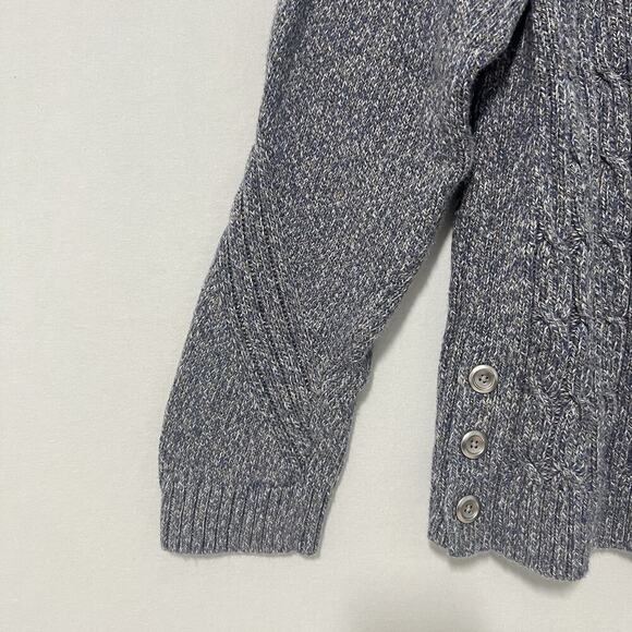Talbots Chunky Cable Knit Sweater Womens Size XLp Petite Gray Cotton Fisherman - Picture 4 of 12